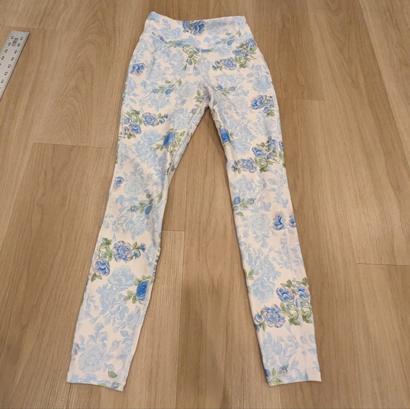 LoveShackFancy Pants - Love Shack Fancy Blue Floral Leggings Size M